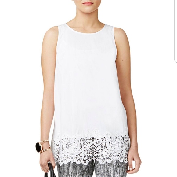 NWT Alfani Black crochet trim sleeveless blouse - Picture 7 of 7